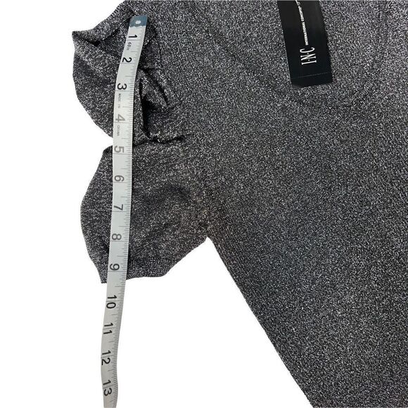 INC International Concepts Top Scoop Neck Black Metallic Puff Sleeves Stretch XL - Picture 10 of 16